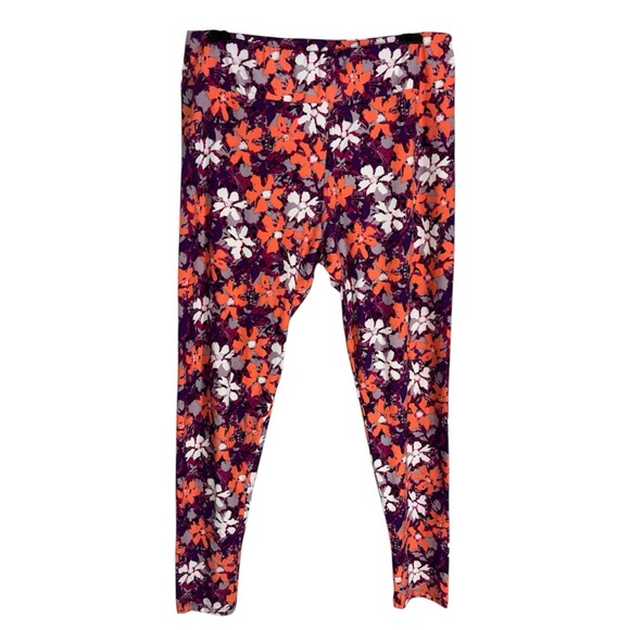 LuLaRoe Purple Orange Floral Leggings Tall and Curvy 12/14-22/24 - Picture 2 of 5